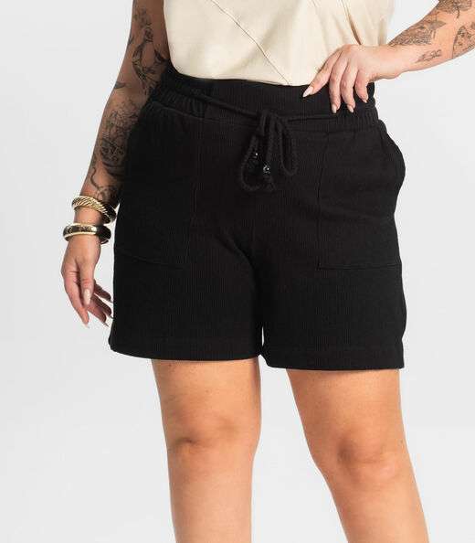 Bermuda Feminina Moletinho Secret Glam Preto