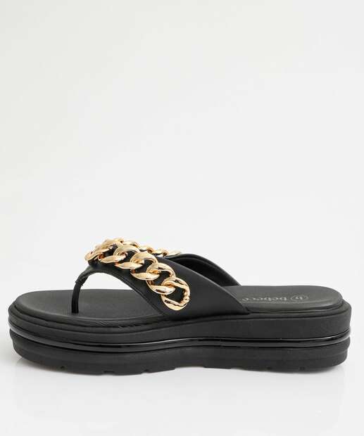 Tamanco Feminino Flatform Corrente Bebecê Preto