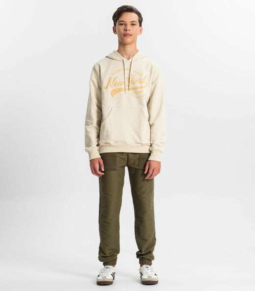 Moletom Juvenil Menino Com Capuz Minty Bege