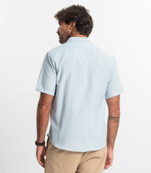 Camisa Social Masculina Manga Curta Select Azul