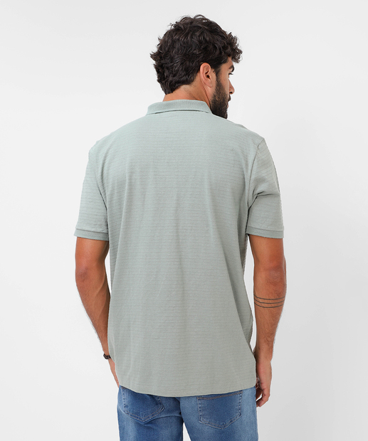 Polo Masculina Botões Textura Marisa Verde