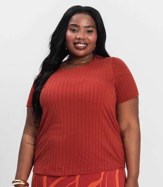 Blusa Malha Delicate Plus Infinita Cor Laranja