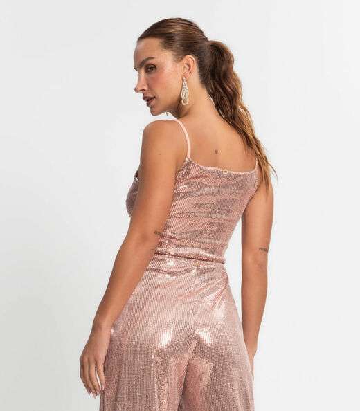 Top Cropped Em Paetê Endless Unica