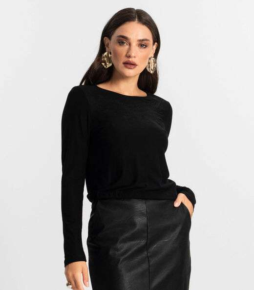Blusa Feminino Manga Longa Endless Preto