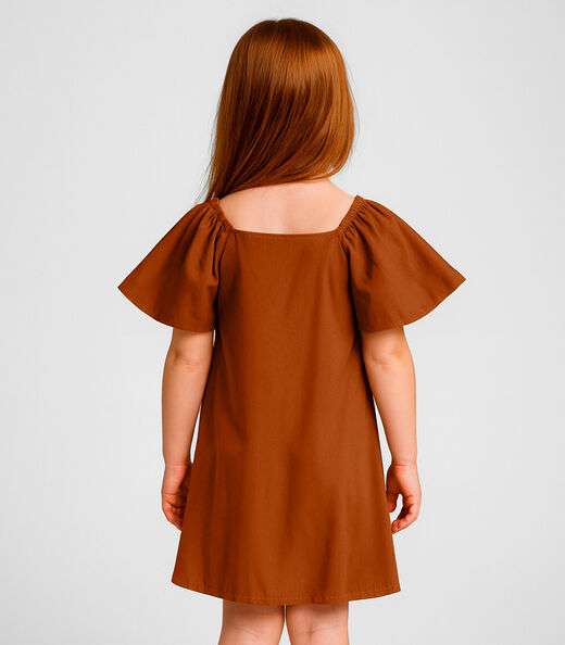 Vestido Infantil em Viscose Infinita Cor Marrom