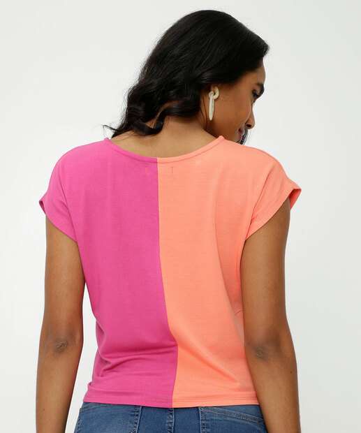 Blusa Feminina Viscolycra Bicolor Manga Curta Marisa