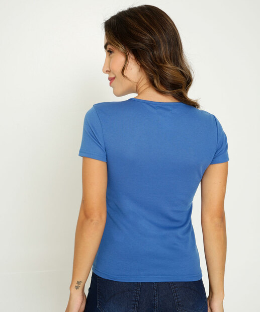 Blusa Feminina Canelada Manga Curta Marisa