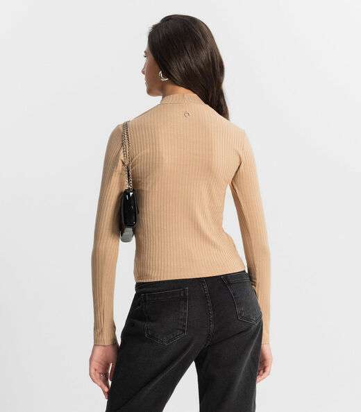 Blusa Juvenil Feminina Em Ribana Minty Marrom