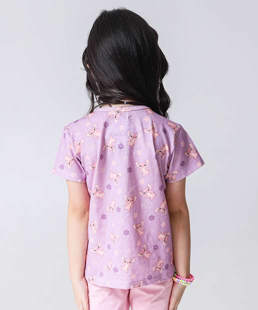 Conjunto Infantil Estampa Angel Stitch Tam 4 a 10 Lilás