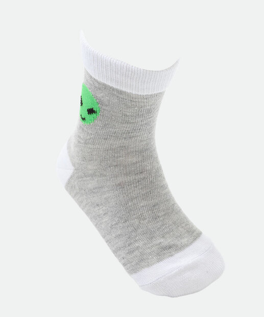 Kit 3 Meias Infantil Estampa Alienígena Marisa Branco