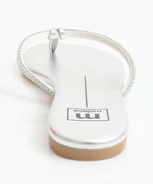 Rasteirinha Feminina Tiras Strass Moleca Prateado