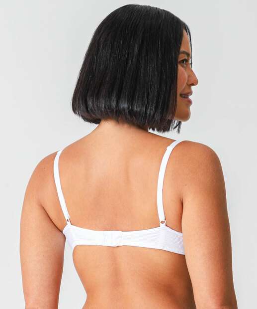 Sutiã Com Base E Com Bojo Canelado Renda Marisa Branco