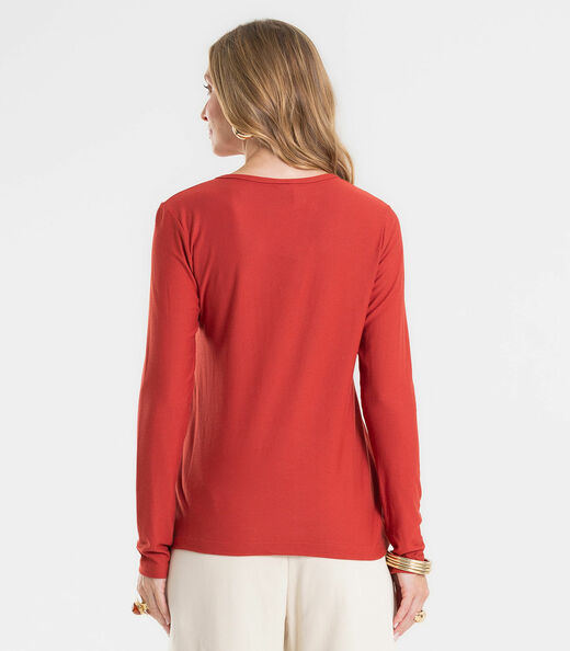 Blusa Feminina Manga Longa Com Estampa Rovitex Laranja