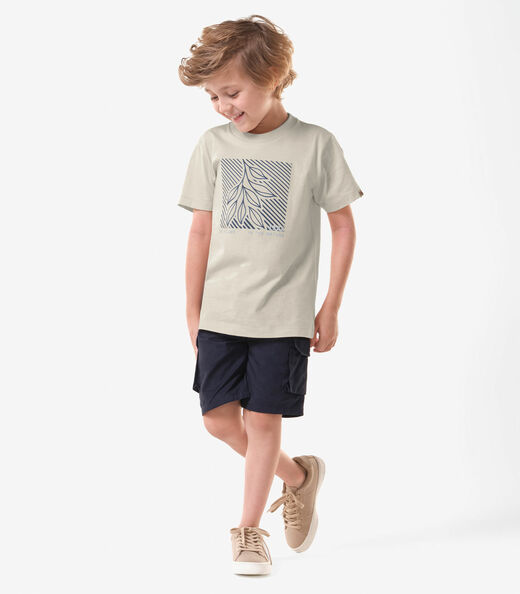 Conjunto Infantil Camiseta Com Bermuda Trick Nick Bege