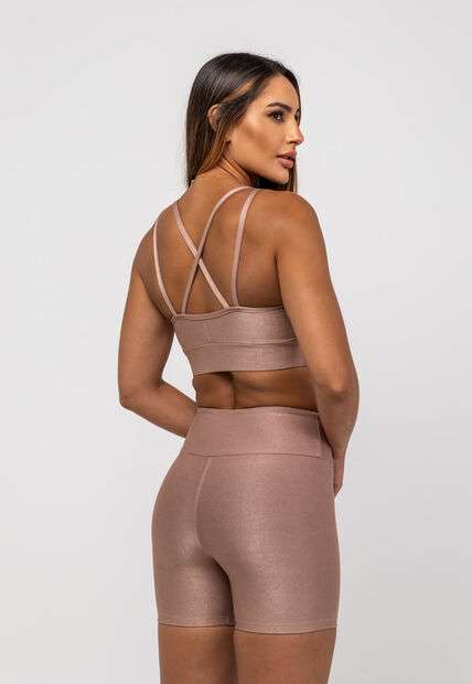 Top Suplex Canelado Brilho Decote e Tiras Marrom Salvatore Fashion