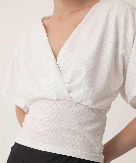 Blusa Feminina Transpassada Textura Brilho Lurex Marisa