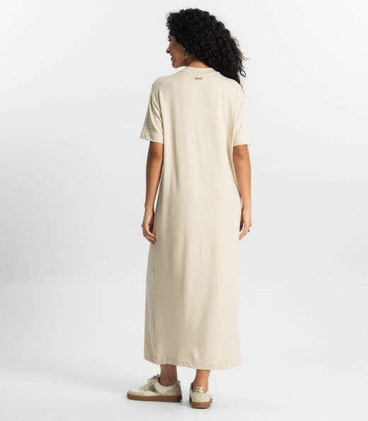 Vestido Midi Feminino Rovitex Bege