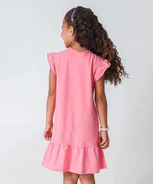 Vestido Infantil Stitch E Angel Disney Tam 4 a 10 Rosa