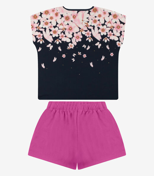 Conjunto Blusa com Shorts Menina Rovi Kids Azul