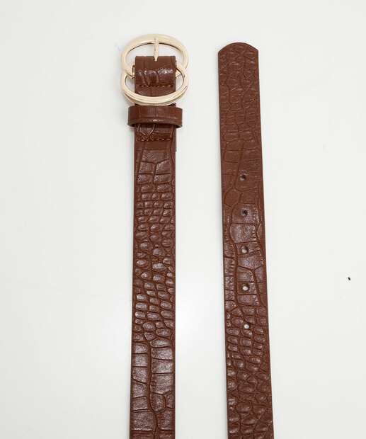 Cinto Feminino Textura Croco Fivela Marisa Marrom