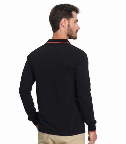 Camisa Polo Manga Longa Meia Malha Strong Diametro Preto