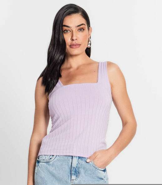 Regata Canelada Feminina Infinita Cor Roxo