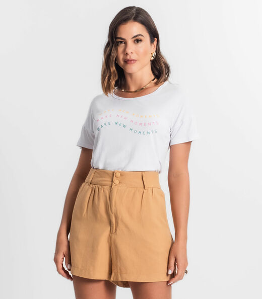 Blusa Feminina Manga Curta Select Branco