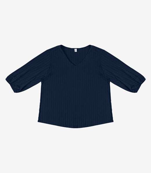 Blusa Canelada Plus Infinita Cor Azul