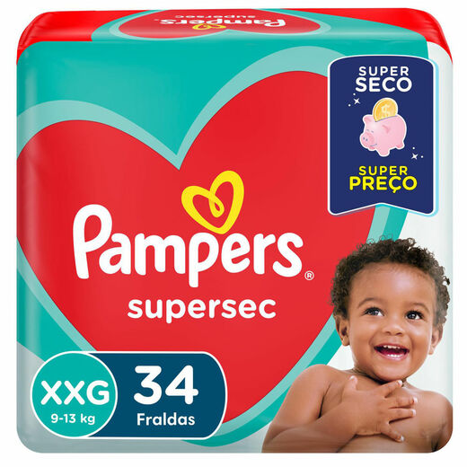 Image_Kit 2 Fraldas Supersec Hiper ”Xxg” Pampers Simples c/34 Unidades cada