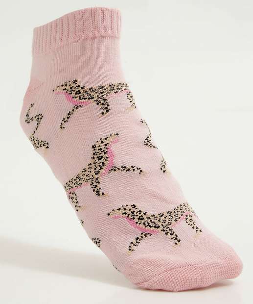 Kit 3 Pares Meias Cano Curto Feminina Estampadas Marisa
