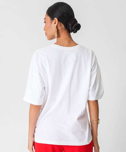 Camiseta Feminina Oversized Cereja Marisa Bege