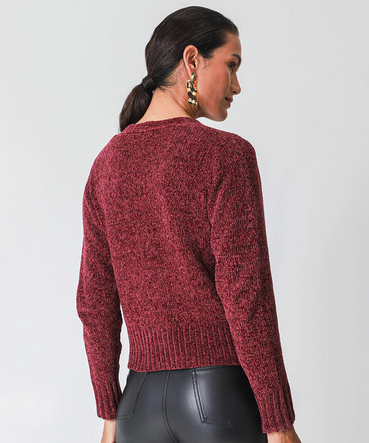 Cardigan Feminino Chenille Marisa Vinho