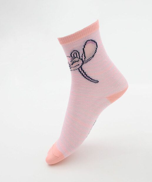 Kit 2 Meias Infantil Estampa Stitch Disney Rosa