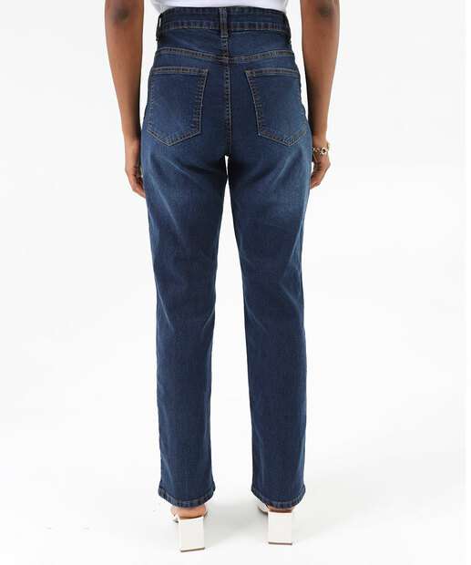 Calça Jeans Reta Feminina Bolsos Marisa Azul