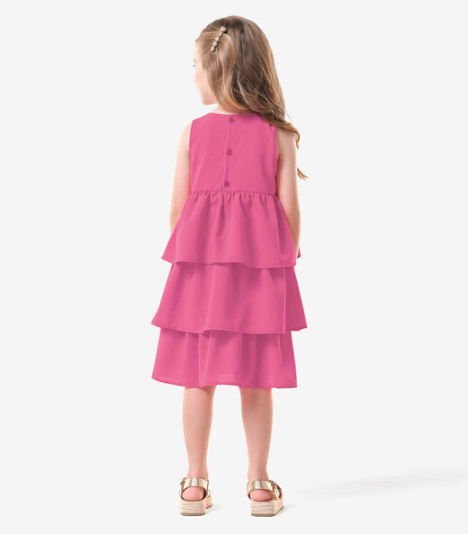 Vestido Infantil Chiffon Babados Trick Nick Rosa
