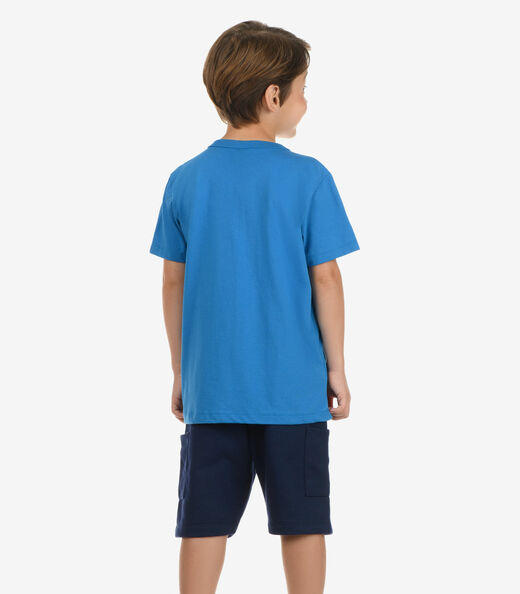 Conjunto Camiseta com Bermuda Menino Rovi Kids Azul