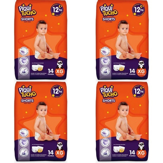 Image_Kit 4 Fraldas Shorts Piquitucho Jumbinho (Xg) c/14 Unidades cada