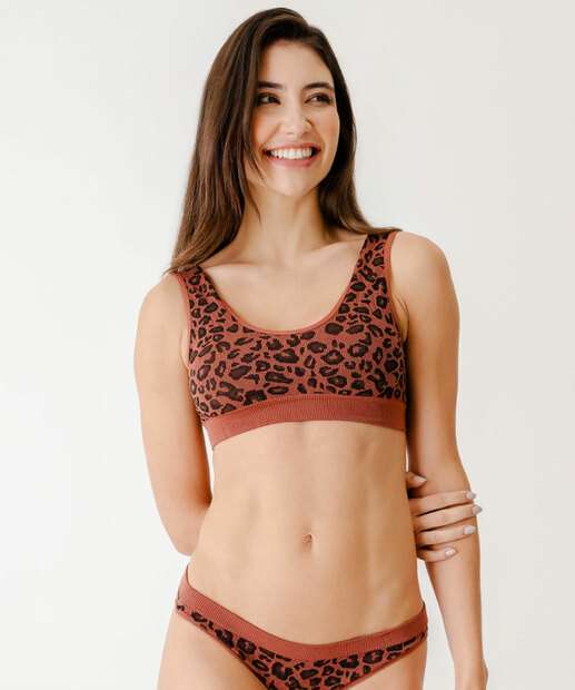 Kit 2 Sutiãs Top Com Bojo Canelado Animal Print Marisa