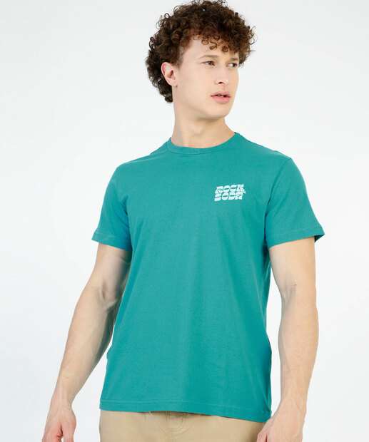 Camiseta Masculina Estampa Frase Manga Curta Rock & Soda