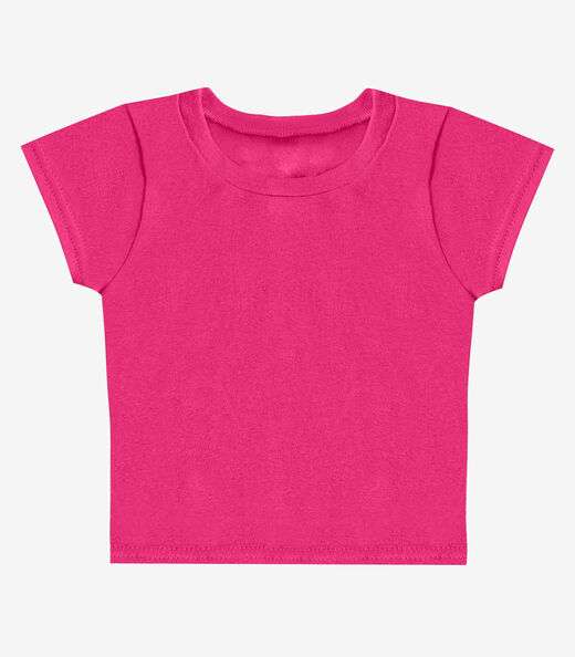 Blusa Básica Infantil Manga Curta Lisa Soletex Rosa