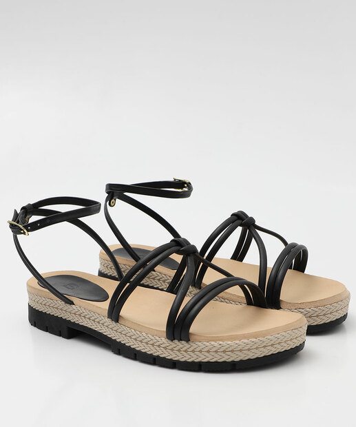 Sandália Flatform Tiras Feminina Marisa Preto