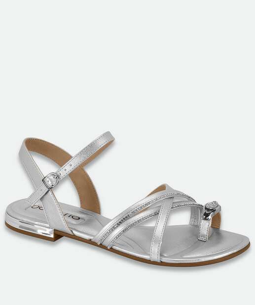 Image_Sandália Feminina Rasteira Metalizada Beira Rio Prateado