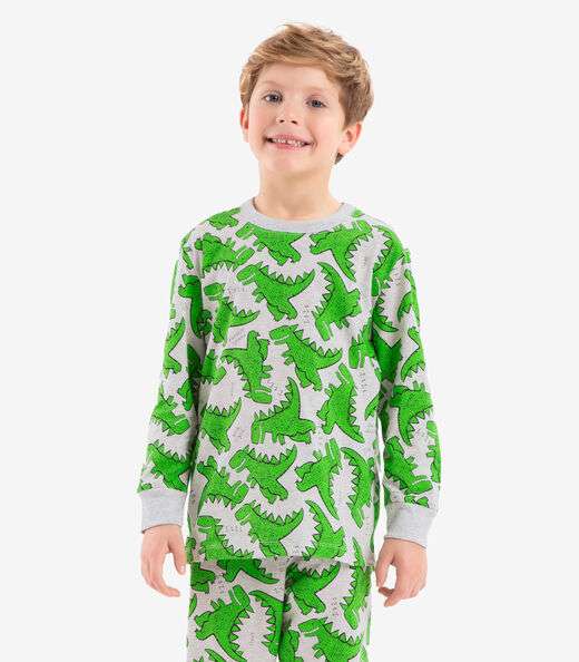Pijama meia malha Rovi Kids Cinza