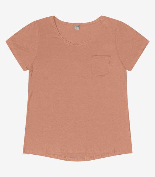 Blusa Feminina Viscotorcion Com Bolso Rovitex Marrom