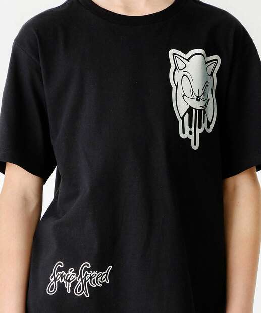 Camiseta Juvenil Manga Curta Sonic Tam 10 a 16