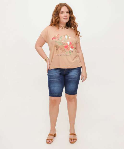 Blusa Plus Size Feminina Estampa Frontal Marisa
