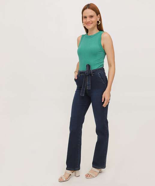  Calça Jeans Reta Clochard Feminina 