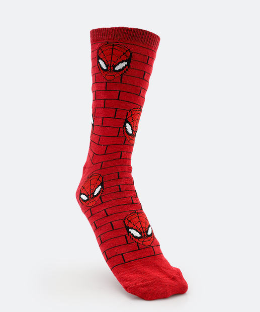 Image_Meia Masculina Cano Longo Homem Aranha Vermelho