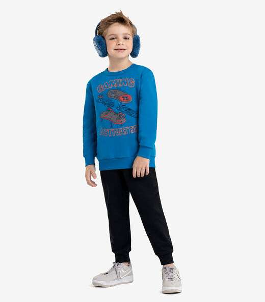 Conjunto Infantil Blusão Com Calça Gamer Rovi Kids Azul