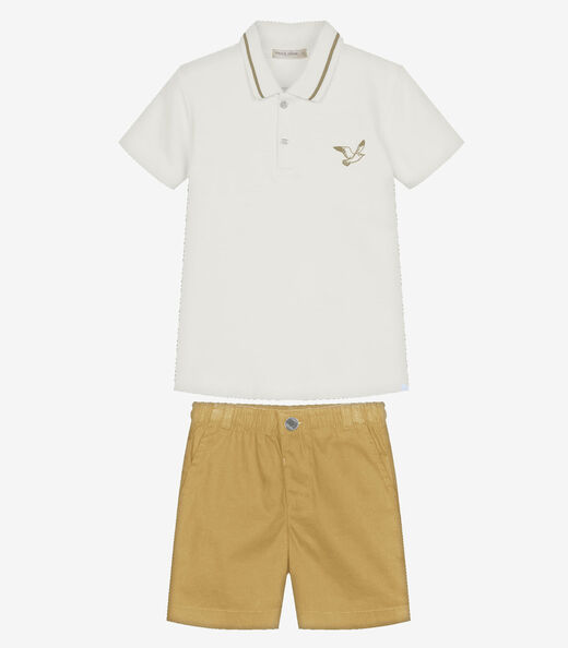 Image_Conjunto Infantil Polo Com Bermuda Trick Nick Bege